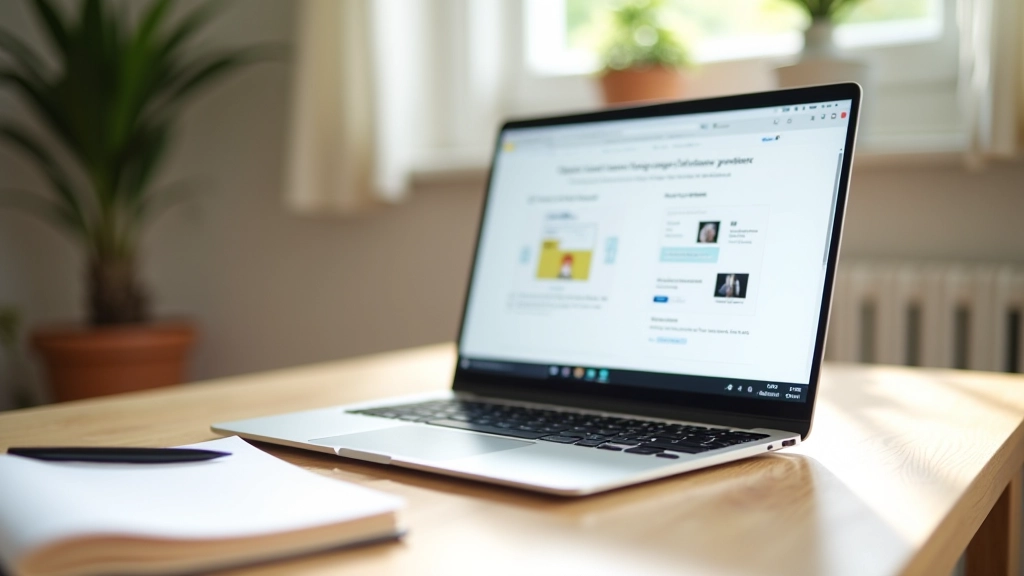 Écran affichant un produit digital avec interface utilisateur moderne et épurée