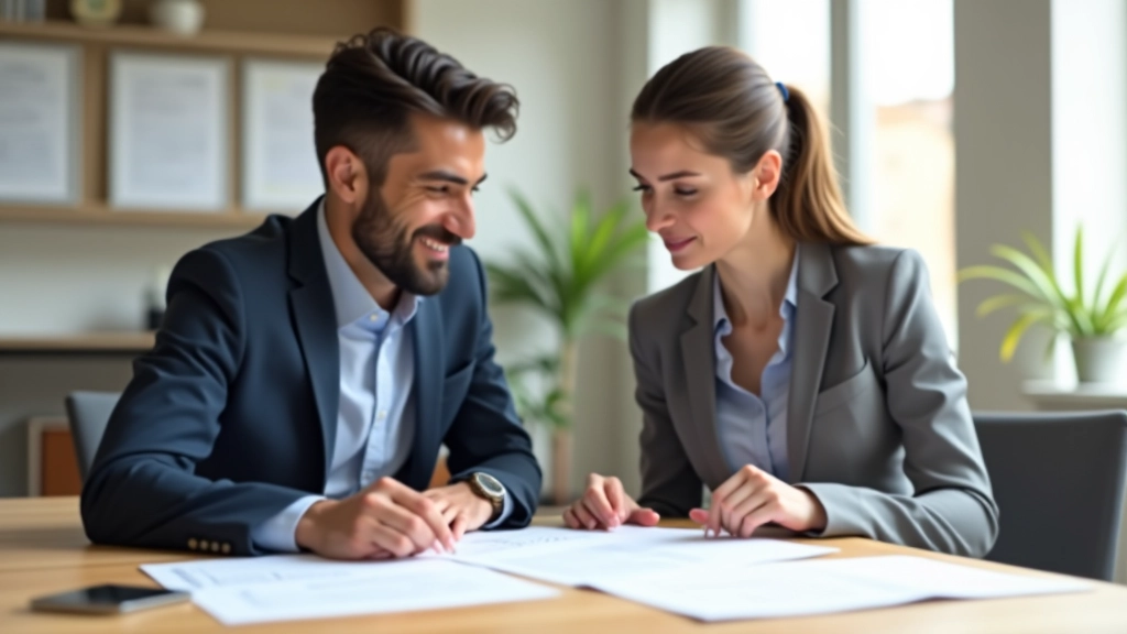Deux professionnels discutant d'une stratégie commerciale à une table de réunion