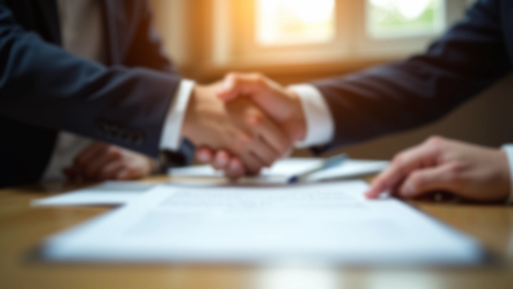 Mains se serrant lors d'une signature de contrat de partenariat commercial