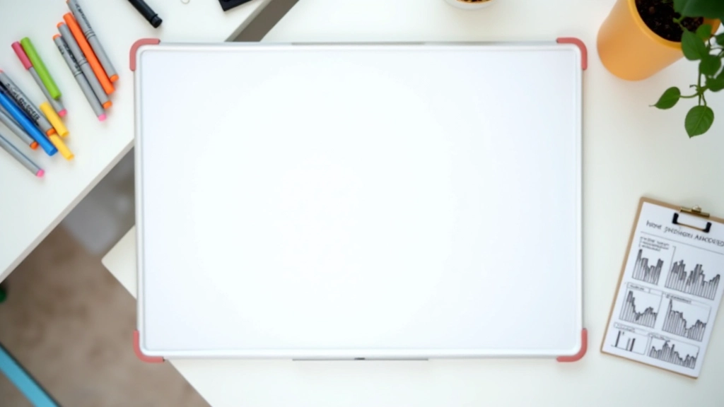 Tableau blanc avec notes et graphiques, stylos de couleur, environnement de brainstorming